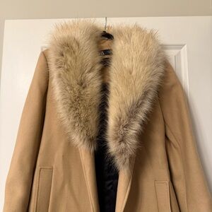 Zara Tan Trench Coat with Fur Collar